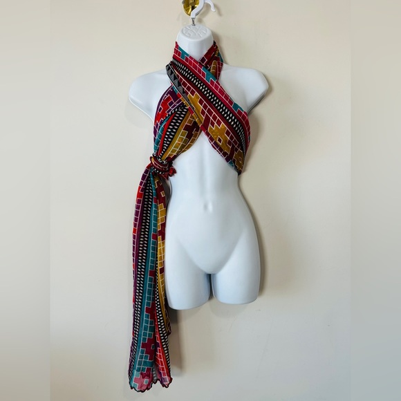 Large Abstract Geometric Rectangle Versatile Wear Scarf - Picture 13 of 14